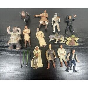 Vintage Lot of 13 Star Wars Figures Accessories and Toys Kenner Hasbro Applause